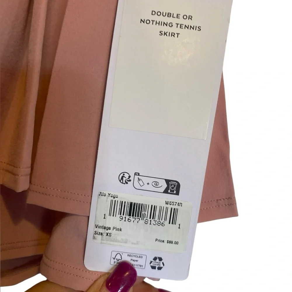 NWT Alo Yoga ribbed tank and tennis skirt set VINTAGE PINK Size XS